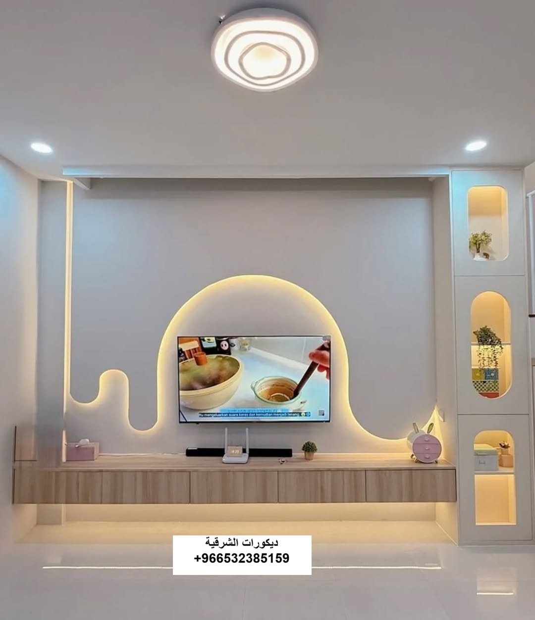 ديكور شاشة تلفزيون استراحة في عنك — ديكورات الشرقية — عمل 13
